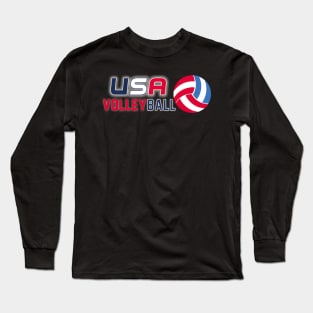 Usa Colors And Volleyball Long Sleeve T-Shirt